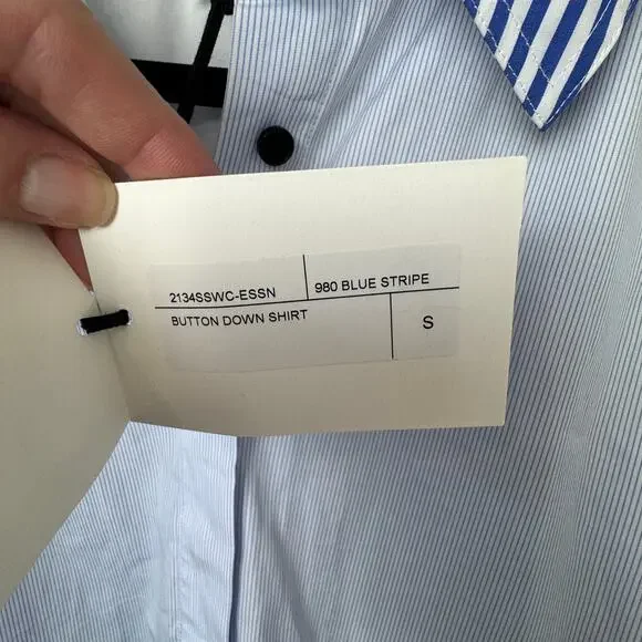 CO Essentials Blue & White Striped Cotton Poplin Shirt NEW Size Small - Picture 10 of 14